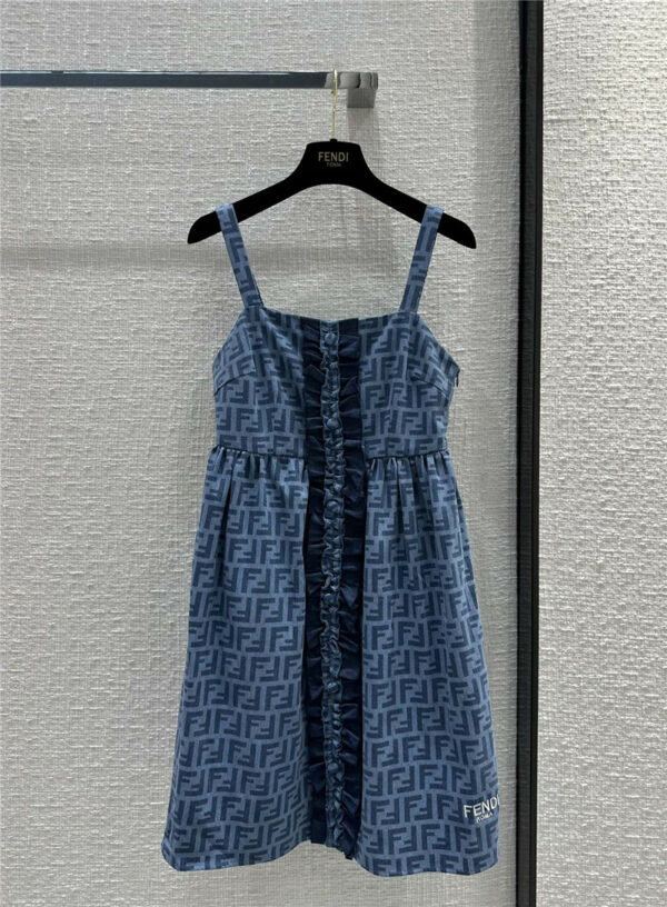 fendi spring and summer new denim suspender dress