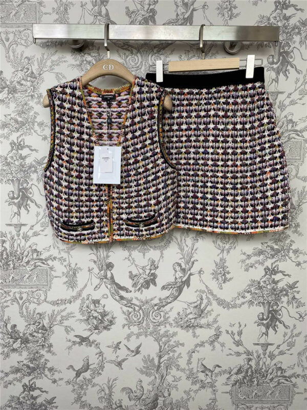 Chanel Handmade Workshop Series Knitted Vest and Skirt Set