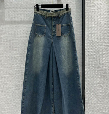 Dior retro craft washed denim wide leg straight pants