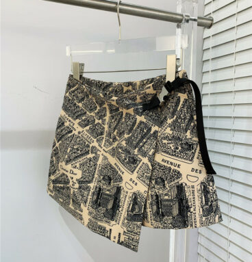 dior Paris map series belt skirt pants
