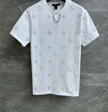louis vuitton LV hollow embroidery T-shirt