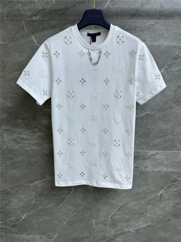 louis vuitton LV hollow embroidery T-shirt