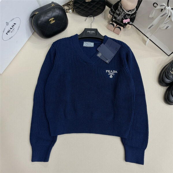 Prada new Rand college style pullover sweater