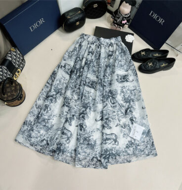 dior jouy print a-line skirt