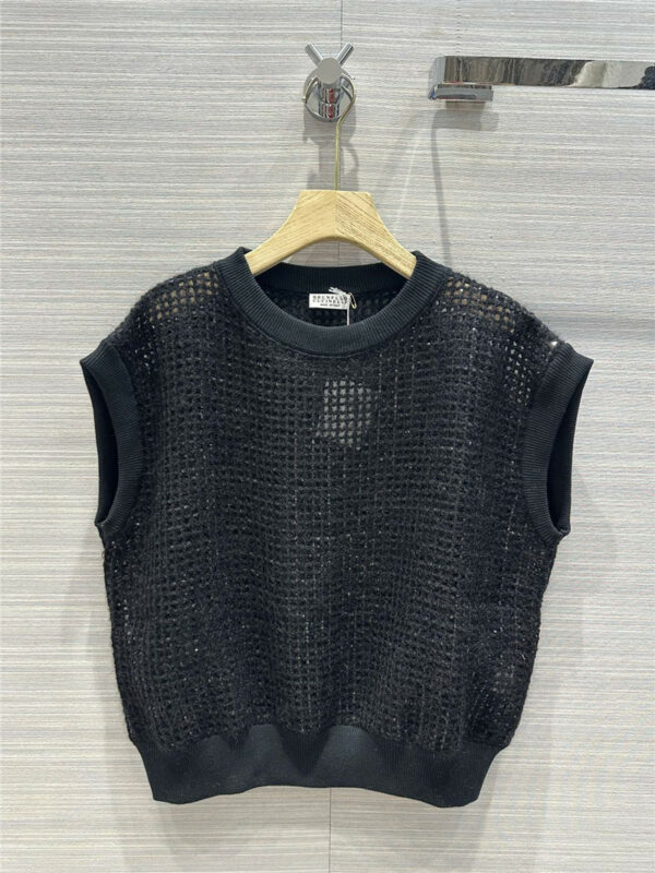 Brunello Cucinelli mesh cashmere sequined vest