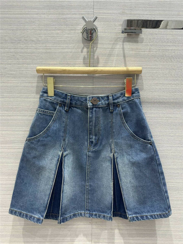 Balmain Original Color Enzyme Wash Premium Blue Denim Skirt