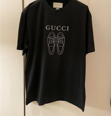 gucci new shoe print short-sleeved T-shirt
