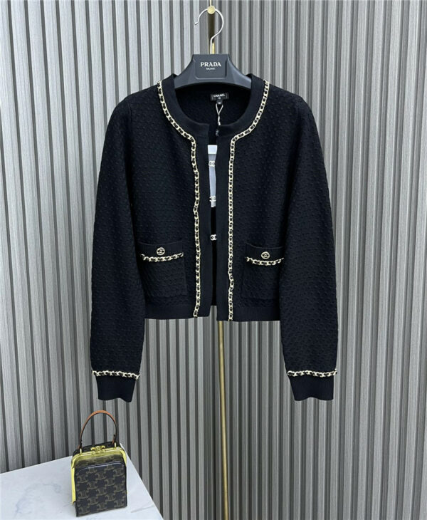 chanel chain stitching knitted cardigan