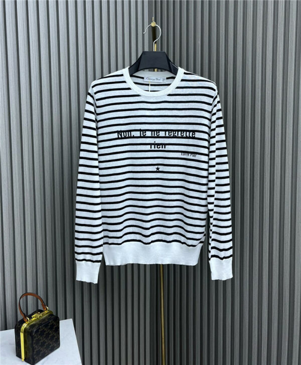 dior light silk wool striped knitted top