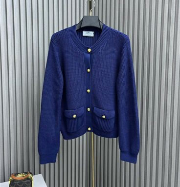 prada navy blue knitted cardigan