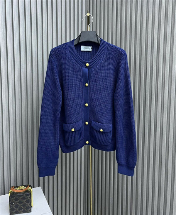 prada navy blue knitted cardigan