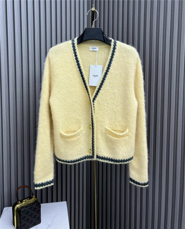 celine light yellow knitted cardigan