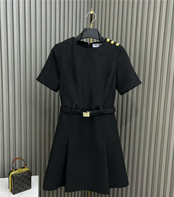 miumiu shoulder buckle belt dress