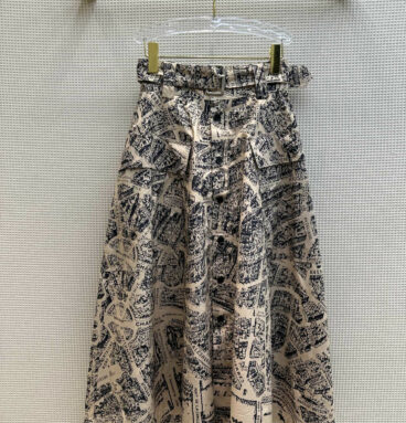 dior Paris map breasted A-line skirt