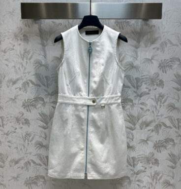 louis vuitton LV white denim sleeveless vest dress