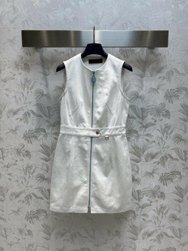 louis vuitton LV white denim sleeveless vest dress