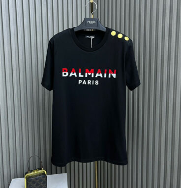 Balmain colorblock letter print T-shirt
