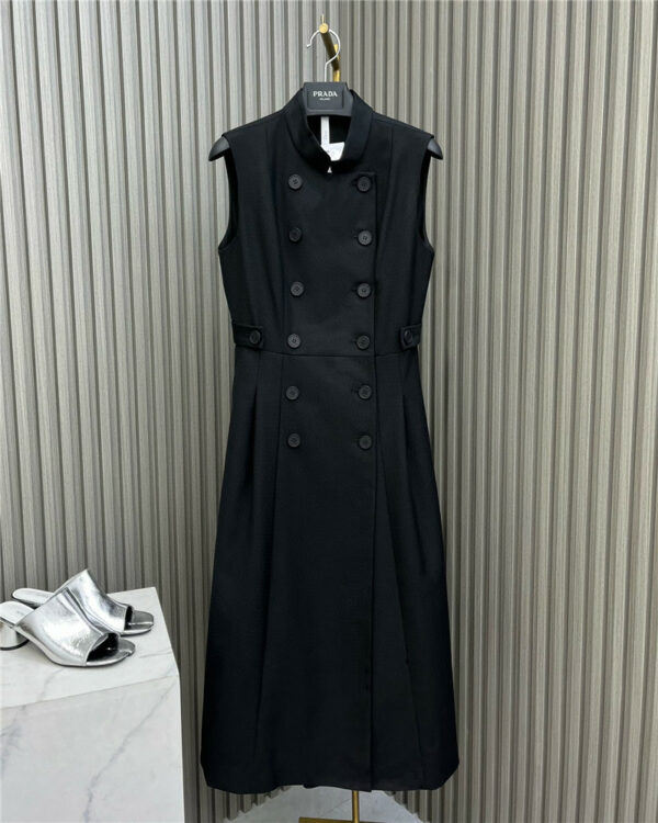 dior double breasted sleeveless dress
