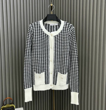 dior houndstooth knitted cardigan