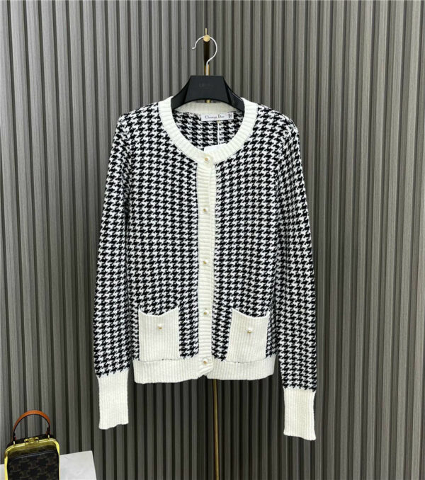 dior houndstooth knitted cardigan
