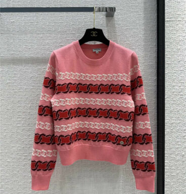 chanel jacquard round neck knitted top