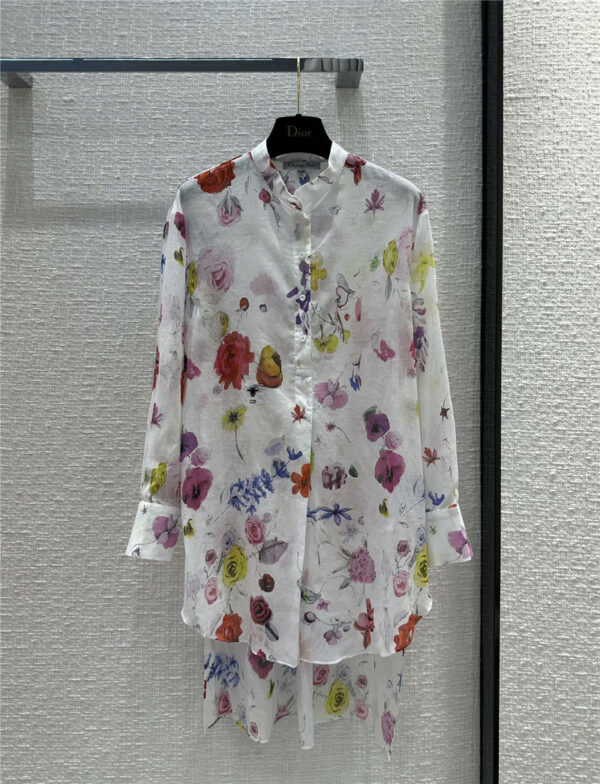 Dior fantasy flower series print pattern long-sleeved shirt
