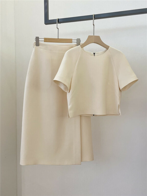 dior silk wool top + skirt set