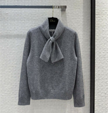 dior french tie stand collar knitted sweater