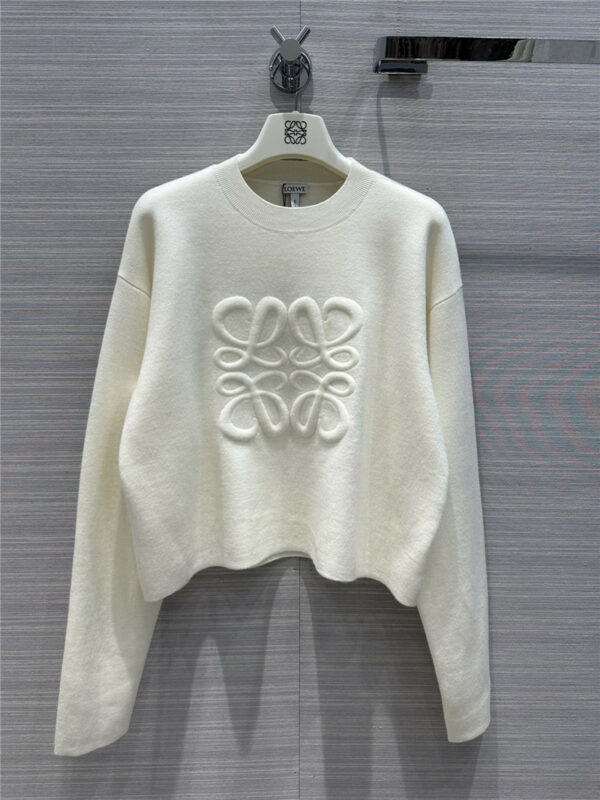 loewe embossed logo intarsia cashmere sweater