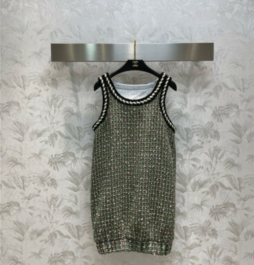 Chanel woven contrast color wrap tank dress