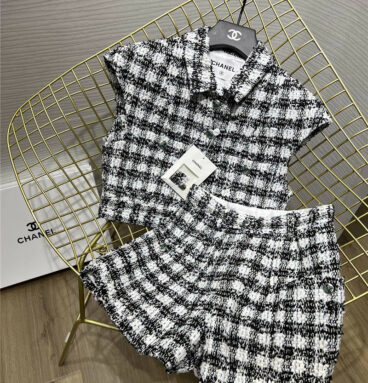 Chanel wool soft tweed coat + shorts suit