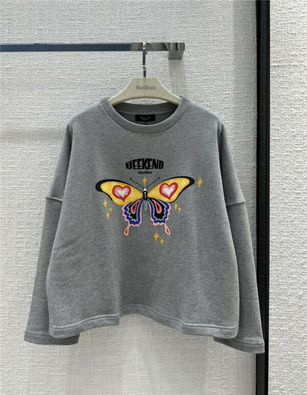 MaxMara Heart Butterfly Print Crew Neck Sweatshirt