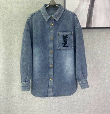 YSL early autumn new embroidered logo denim jacket