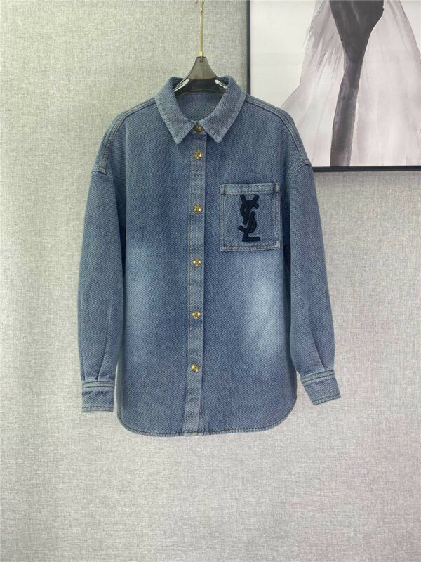 YSL early autumn new embroidered logo denim jacket