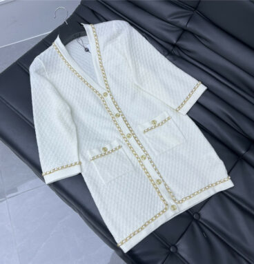 Chanel chain knit sleeve cardigan dress