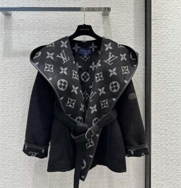 louis vuitton LV classic wrap hooded cropped coat