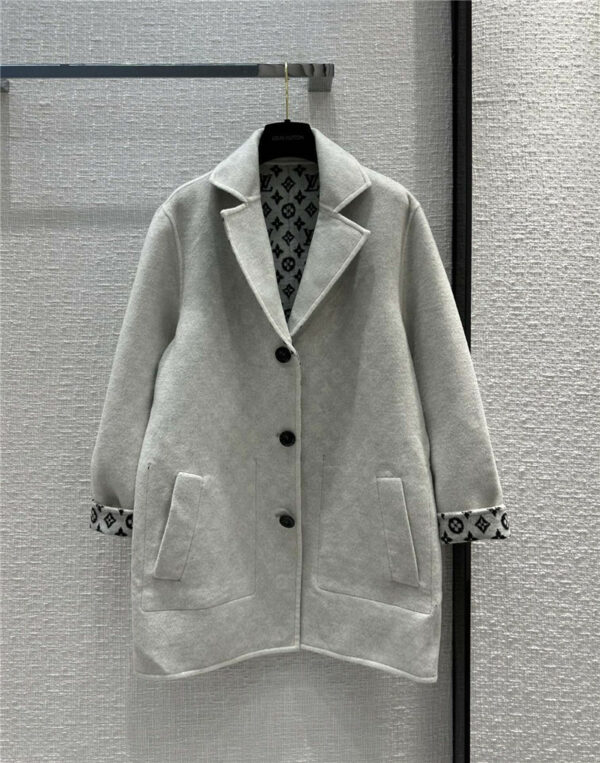 louis vuitton LV Mercury gray reversible lapel wool coat