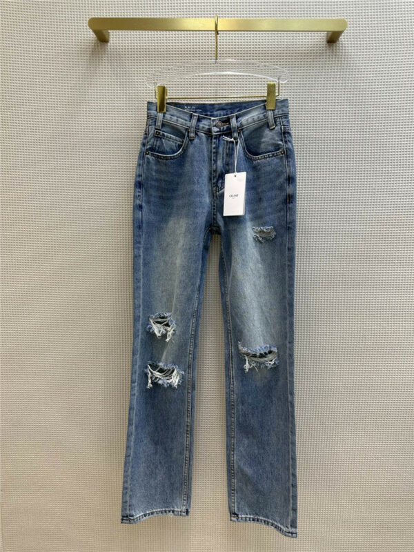 celine early autumn new style ripped jeans