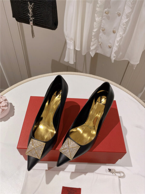valentino top rhinestone stud high heels