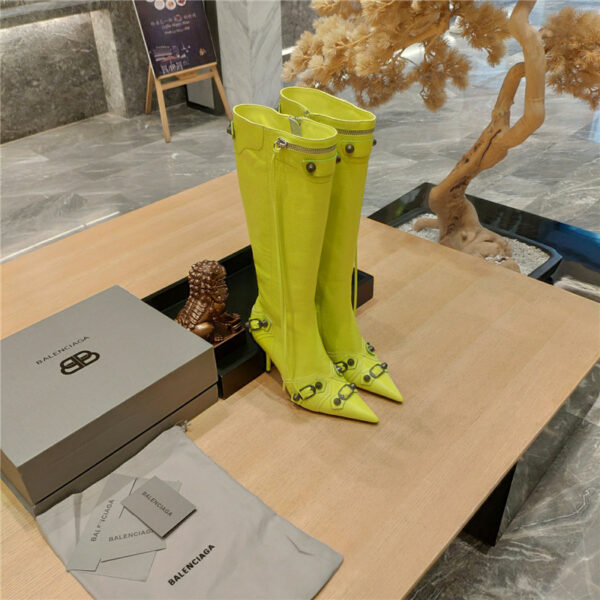 Balenciaga Lemon Point Toe Side Zip Tall Boots