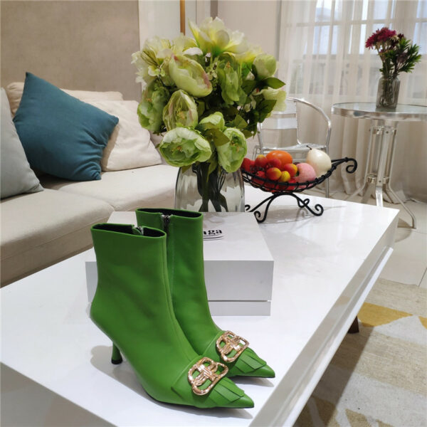 Balenciaga New Shape Double B Buckle Flower Toe Ankle Boots