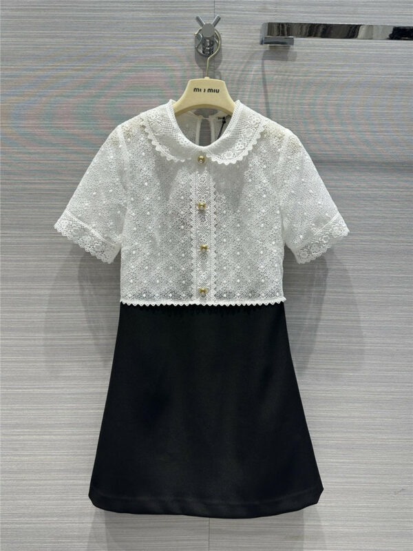 miumiu trendy molecular style lace mosaic black dress
