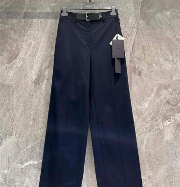 prada leather button blue suit pants
