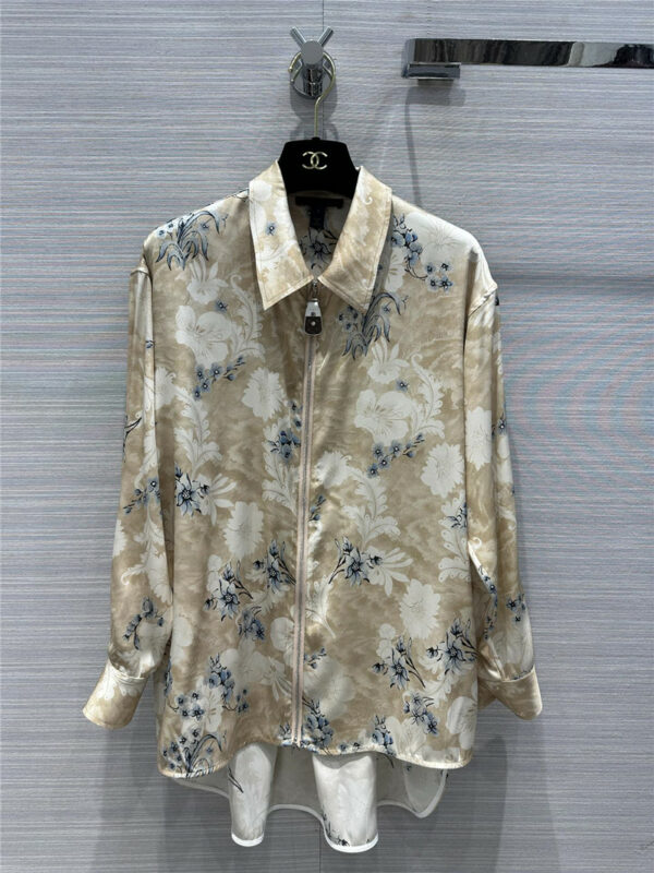 louis vuitton LV flower print silk shirt coat