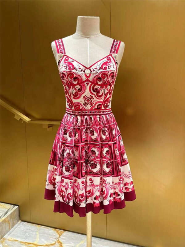 Dolce & Gabbana d&g terracotta silk print dress
