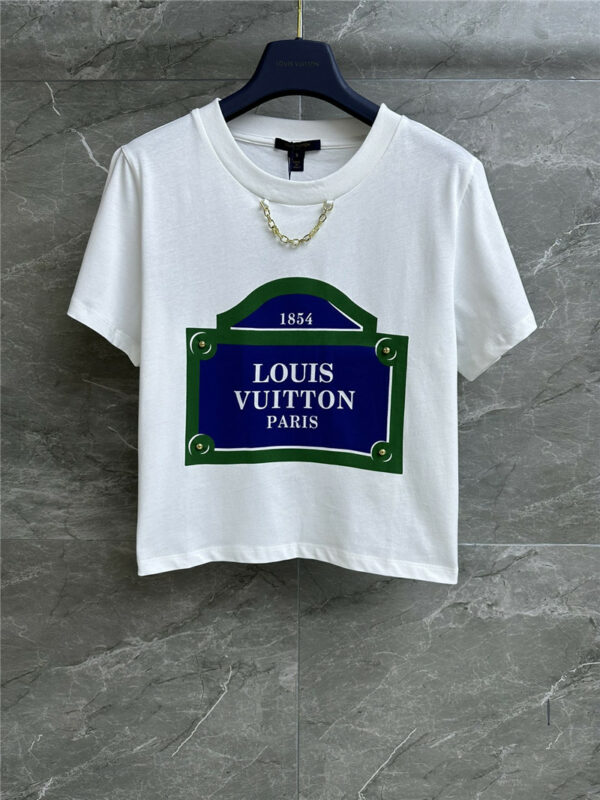 louis vuitton LV logo street sign print T-shirt