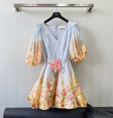 zimm floral print graphic short dress