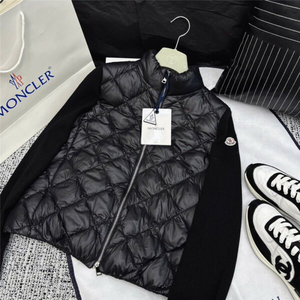 moncler stand collar zipped wool jacket down jacket