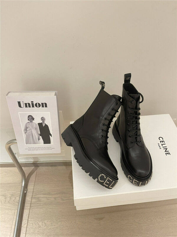 celine new lace up cool and handsome martin boots