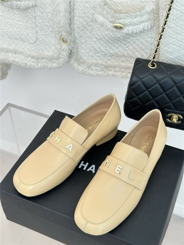 Chanel double C letter buckle square head chunky loafers